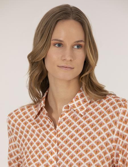 Turuncu Regular Fit Desenli Uzun Kollu Gömlek - 50265946002