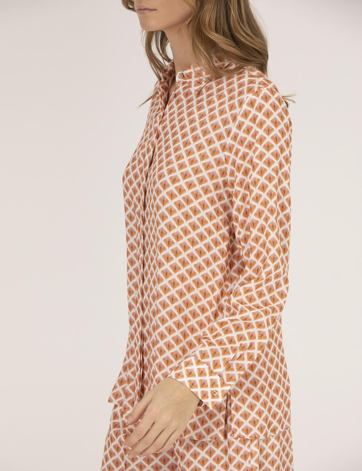 Turuncu Regular Fit Desenli Uzun Kollu Gömlek - 50265946002