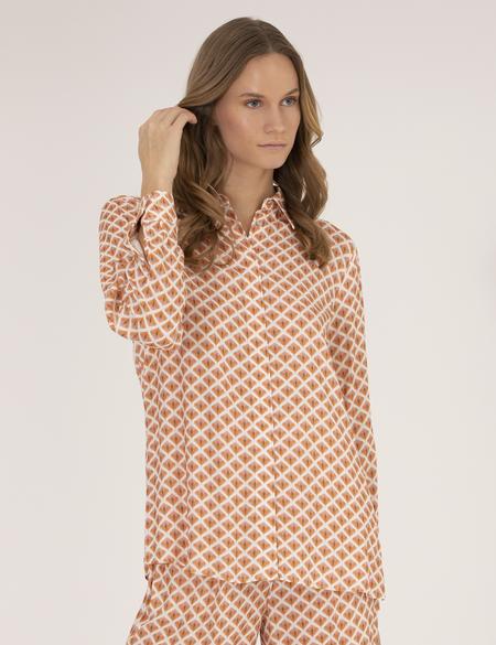 Turuncu Regular Fit Desenli Uzun Kollu Gömlek - 50265946002