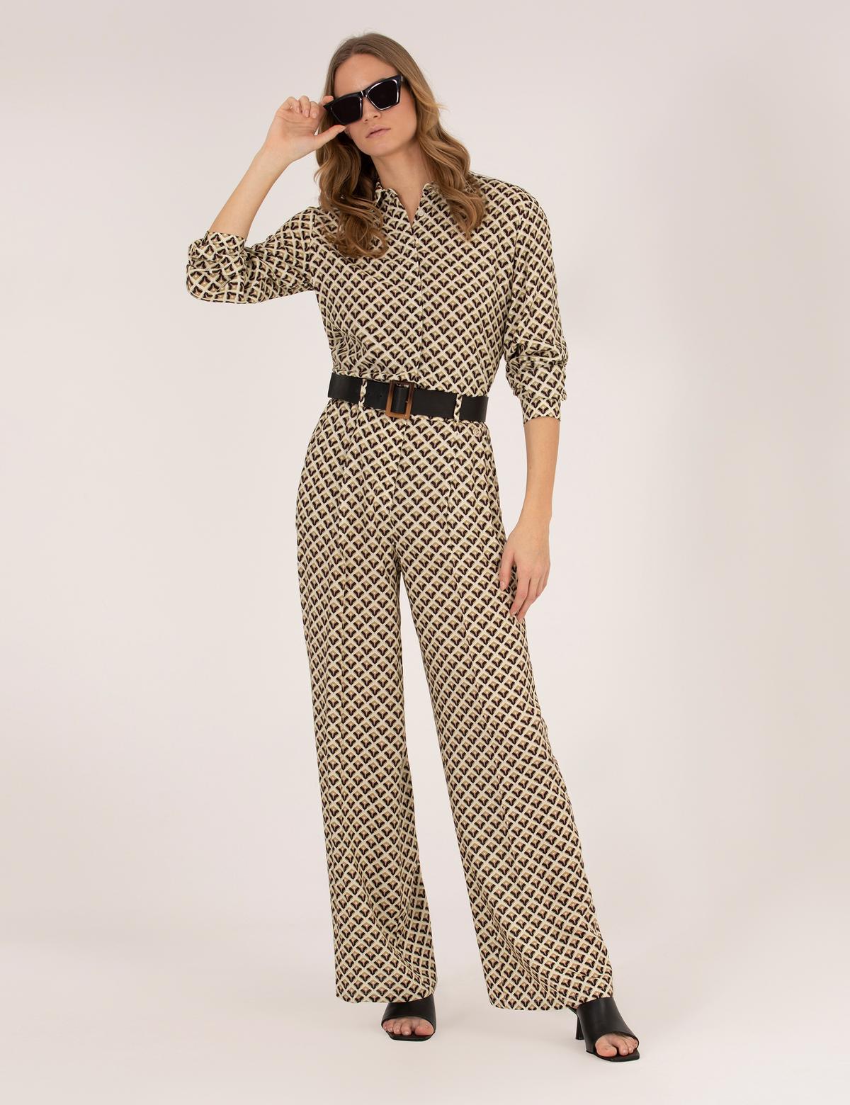 Siyah Regular Fit Desenli Uzun Kollu Gömlek - 50265946011