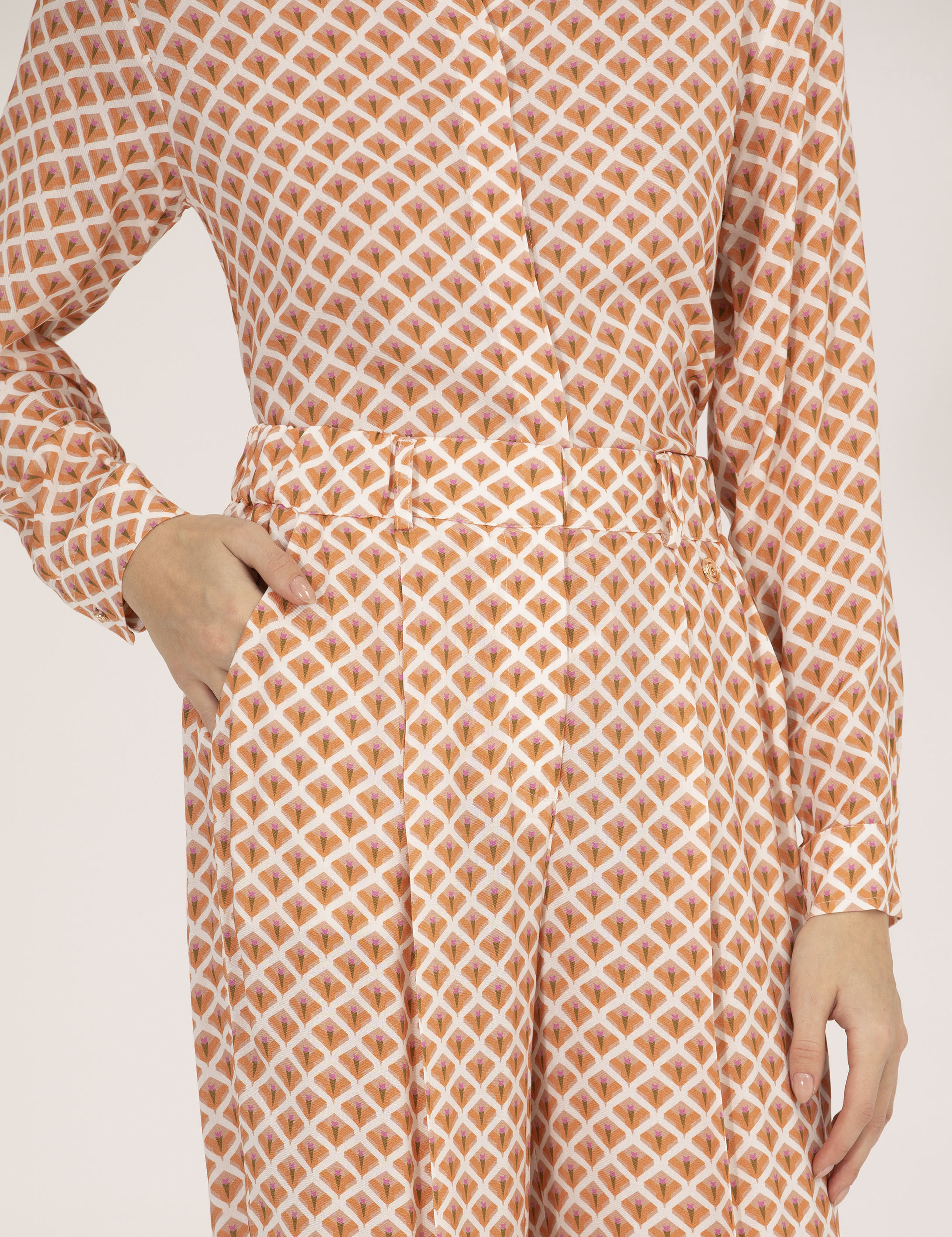 Turuncu Yüksek Bel Loose Fit Pantolon - Image 6