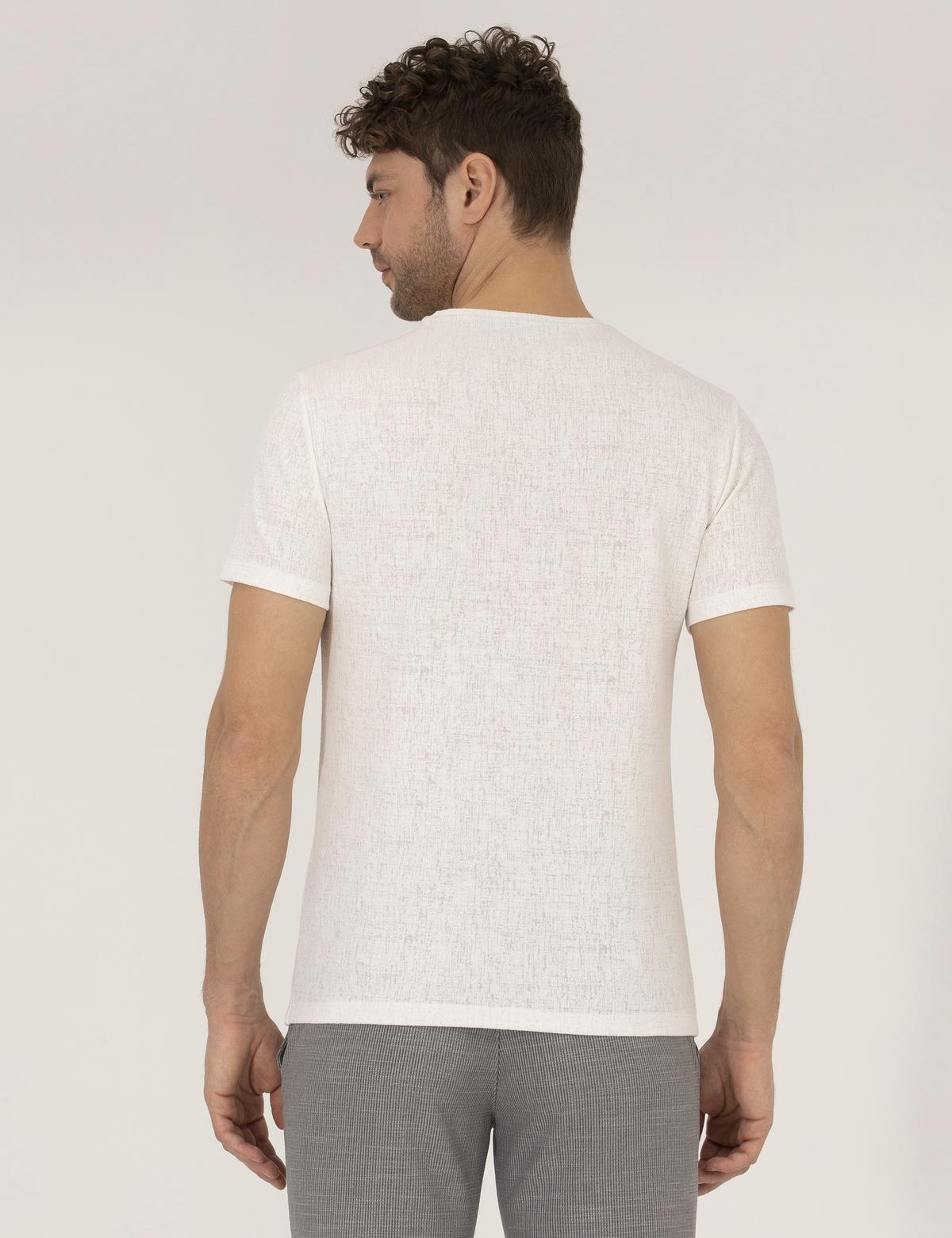 Açık Yeşil Slim Fit Baskılı Bisiklet Yaka Tişört - 50264854025