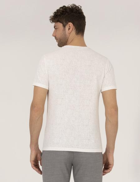 Açık Yeşil Slim Fit Baskılı Bisiklet Yaka Tişört - 50264854025