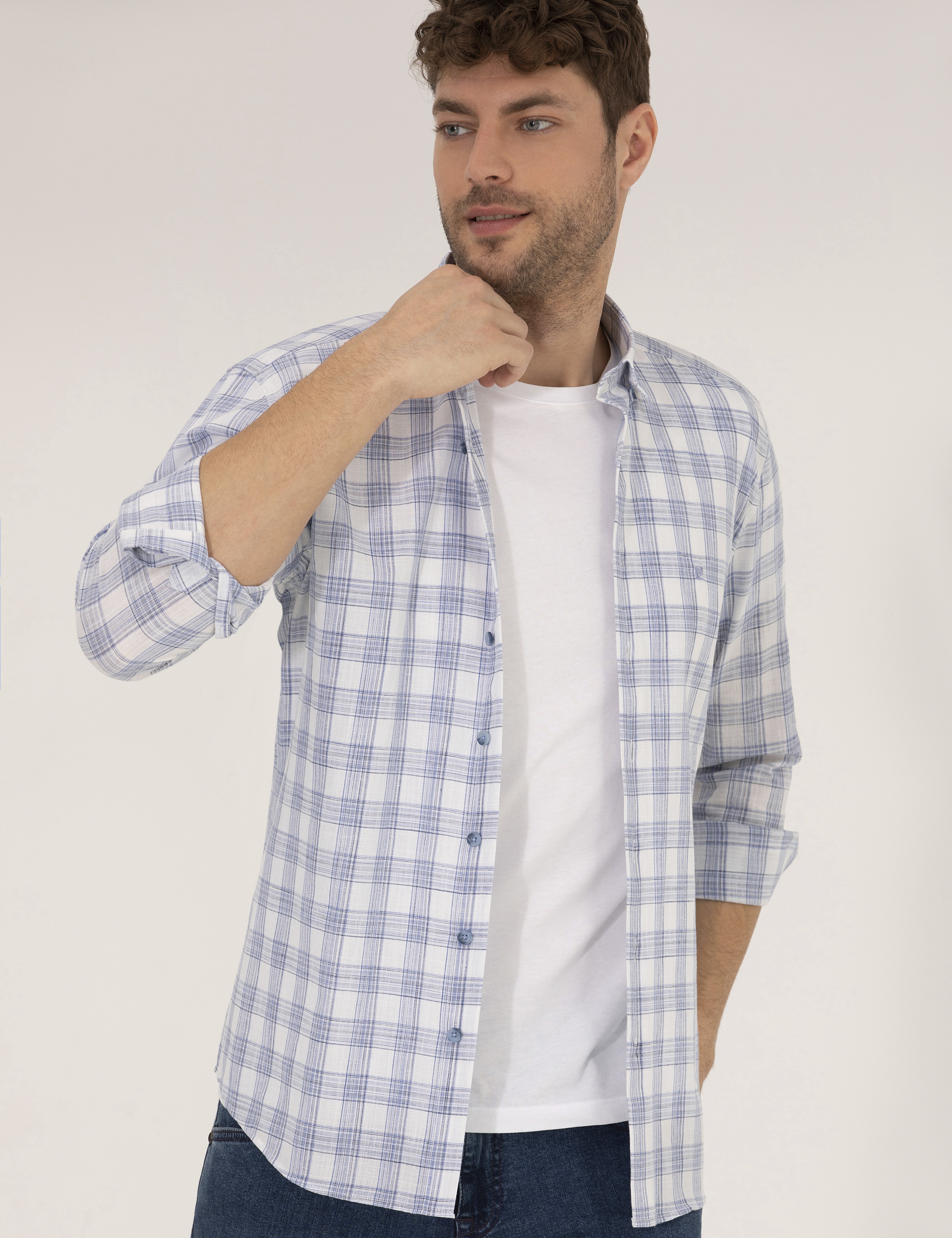 Mavi Regular Fit Uzun Kollu Gömlek - Image 3