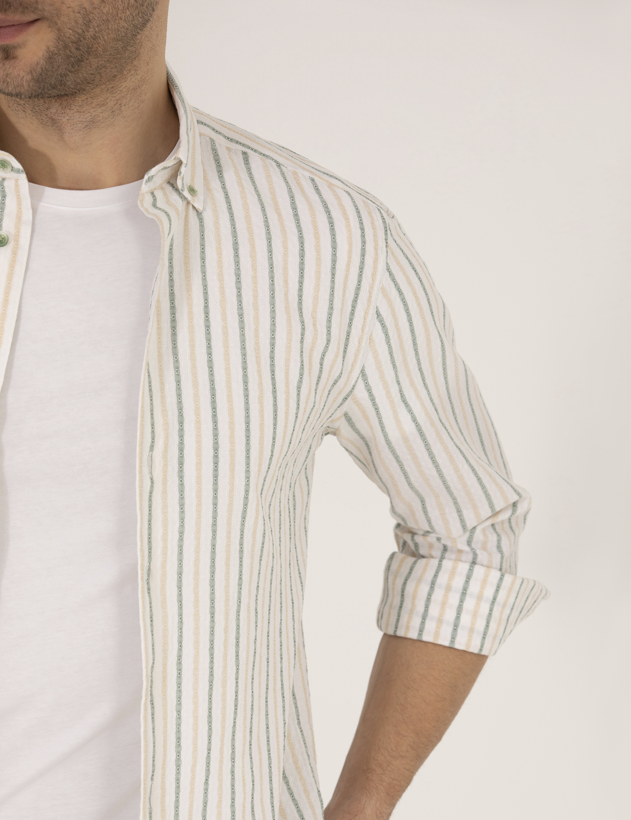 Haki Regular Fit Uzun Kollu Gömlek - Image 7