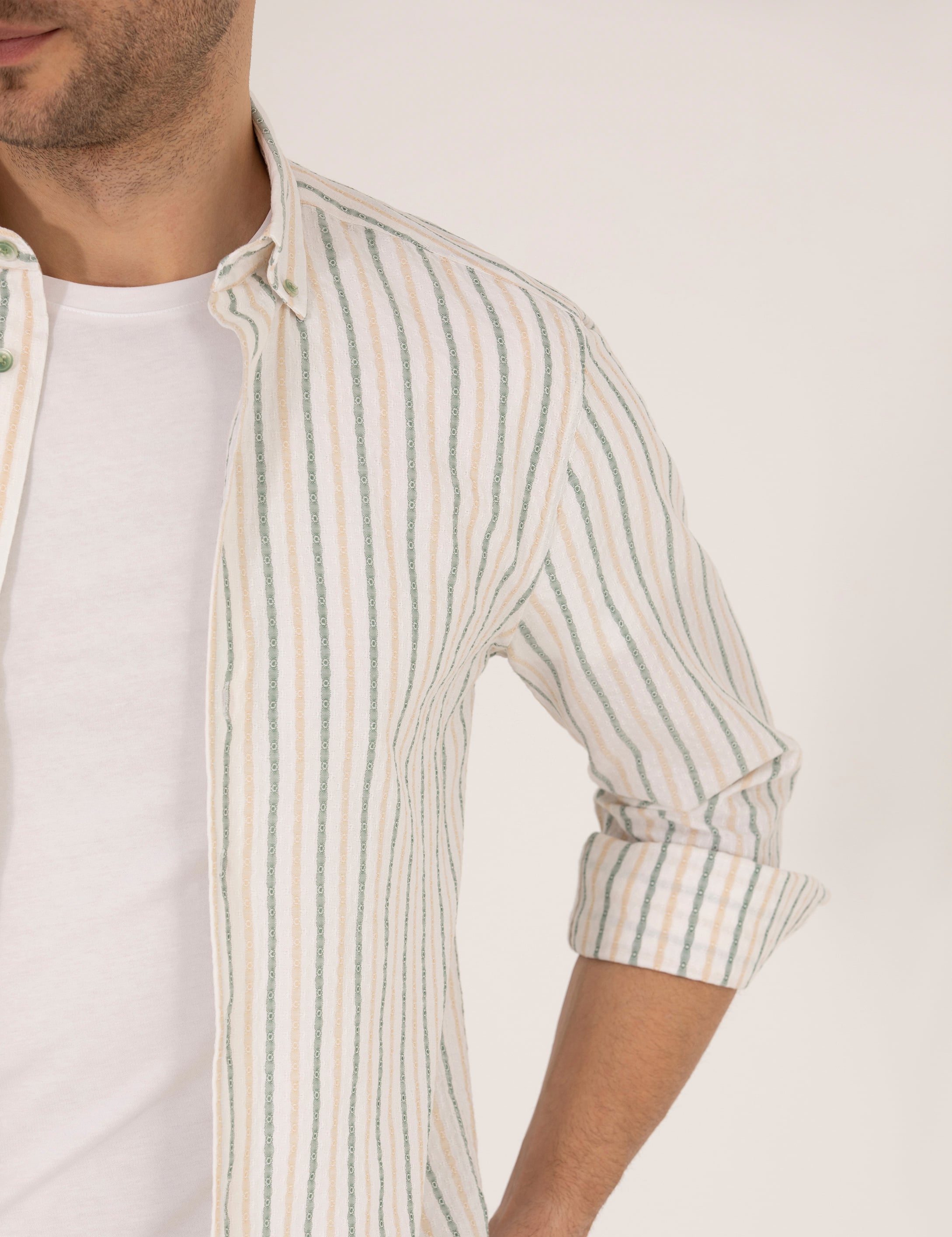 Haki Regular Fit Uzun Kollu Gömlek