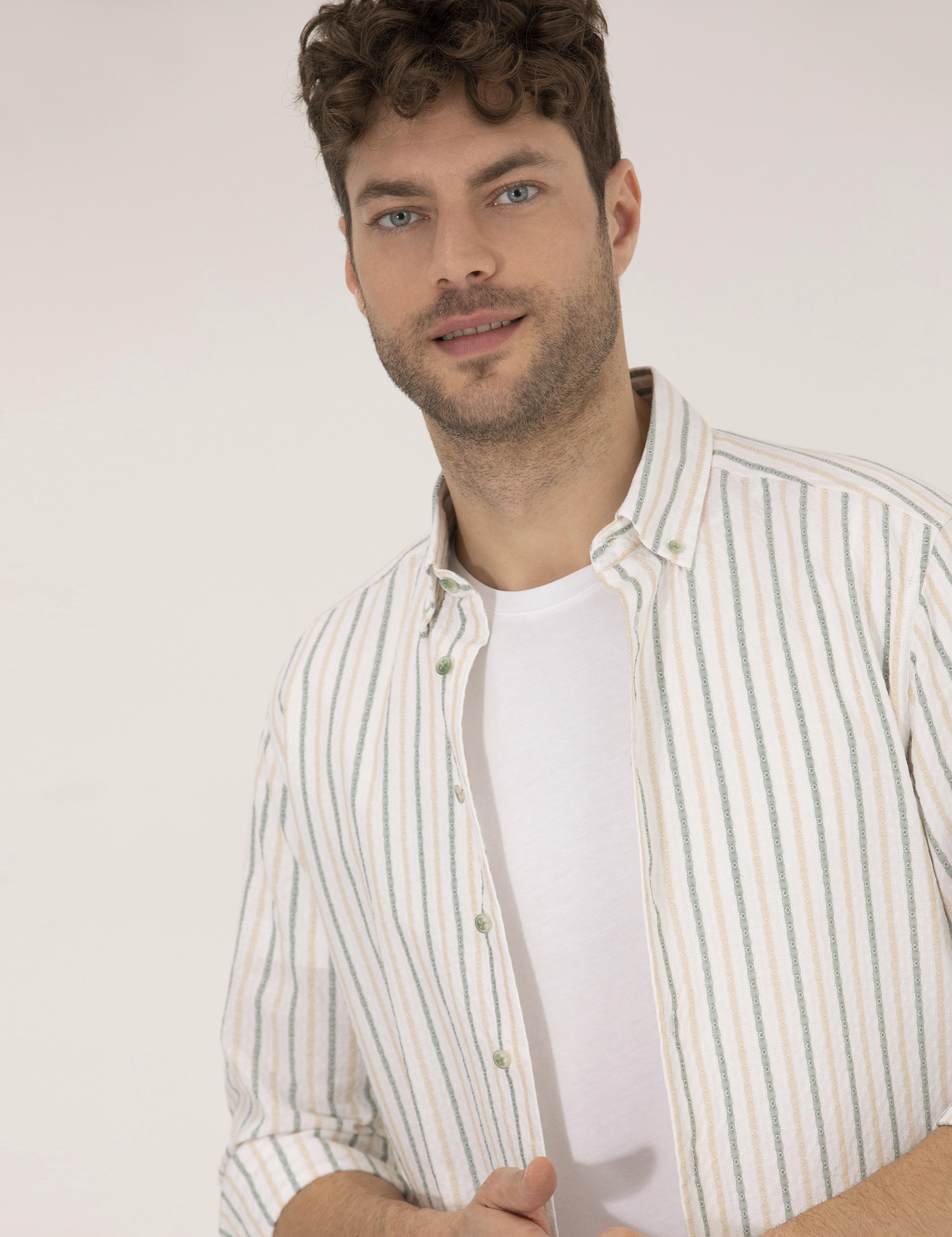 Haki Regular Fit Uzun Kollu Gömlek