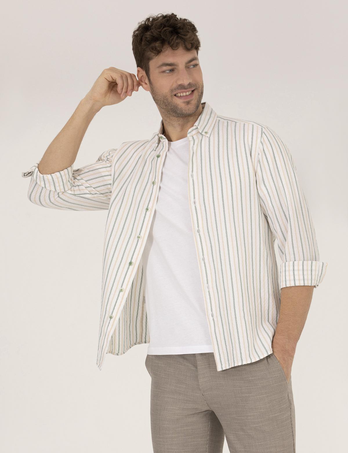 Haki Regular Fit Uzun Kollu Gömlek