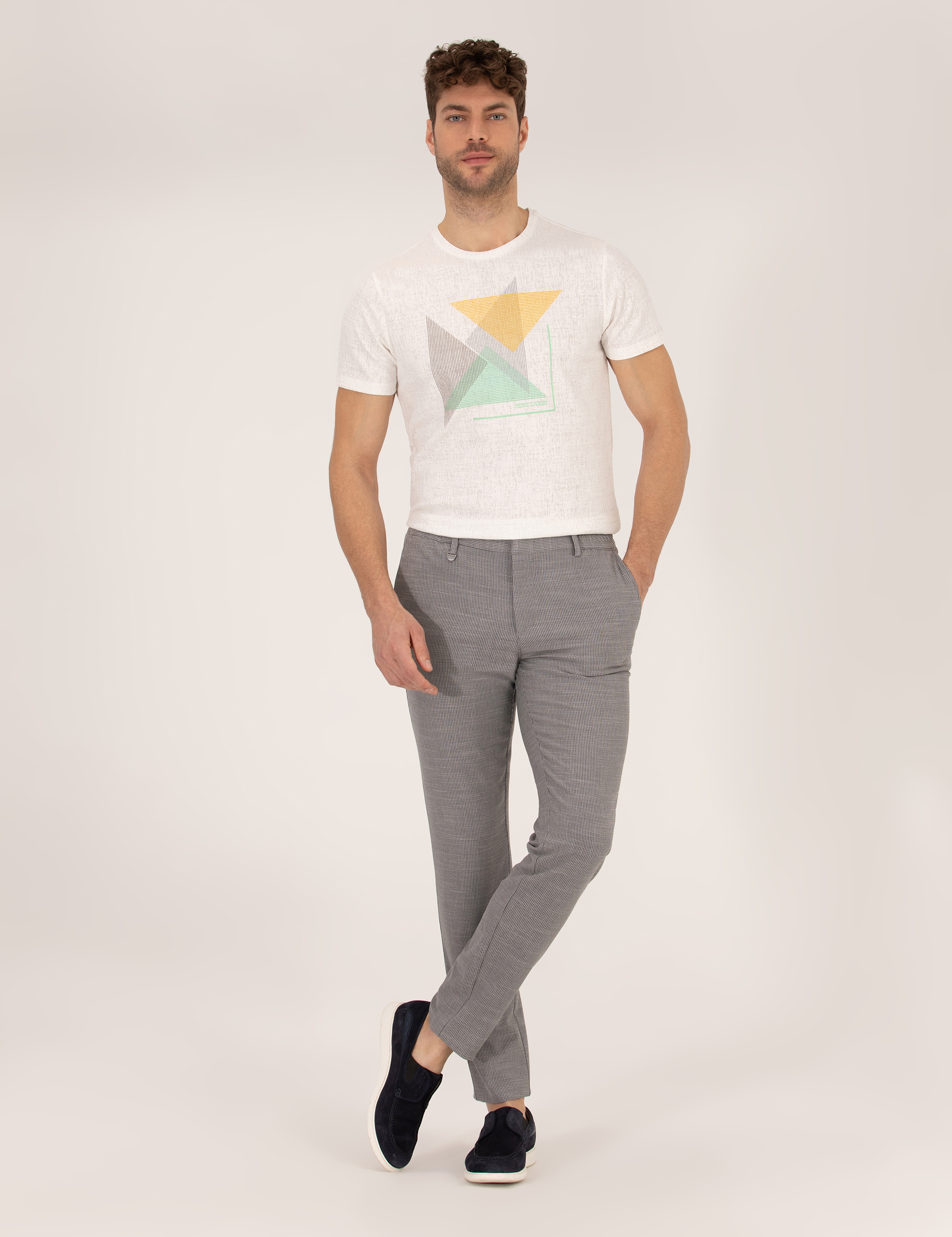 Gri Ex. Slim Fit Kumaş Pantolon - Image 1