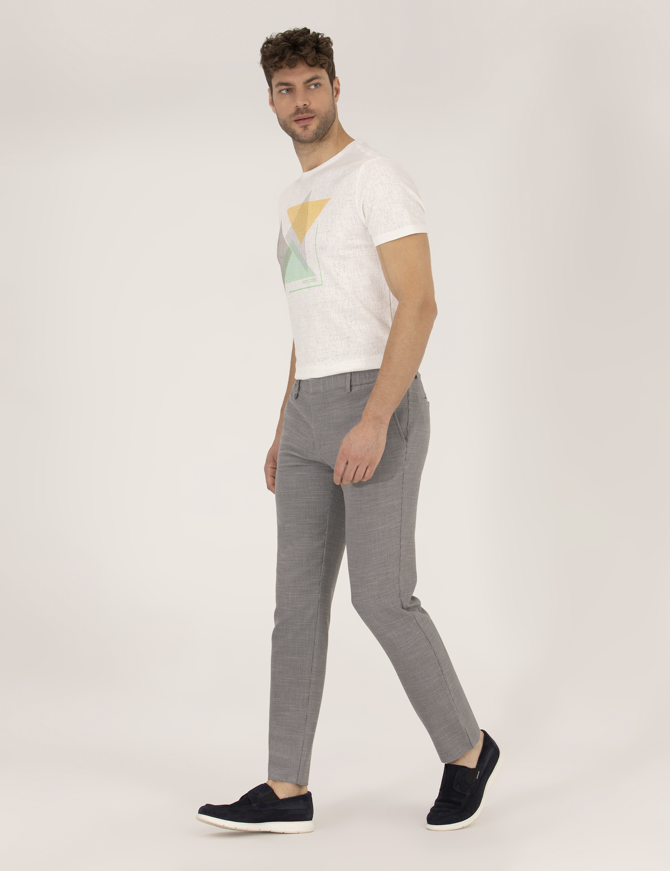 Gri Ex. Slim Fit Kumaş Pantolon - Image 3