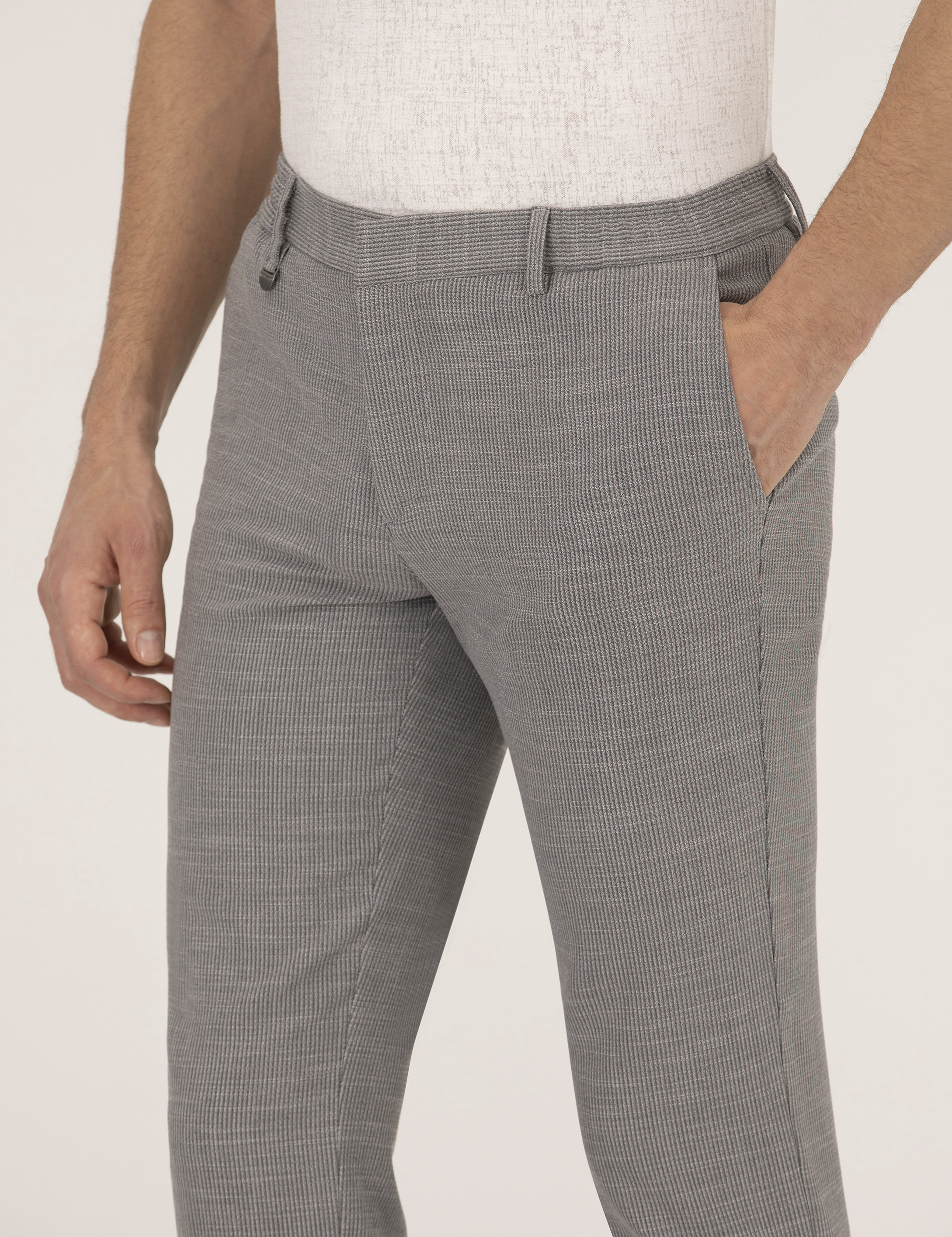 Gri Ex. Slim Fit Kumaş Pantolon - Image 5