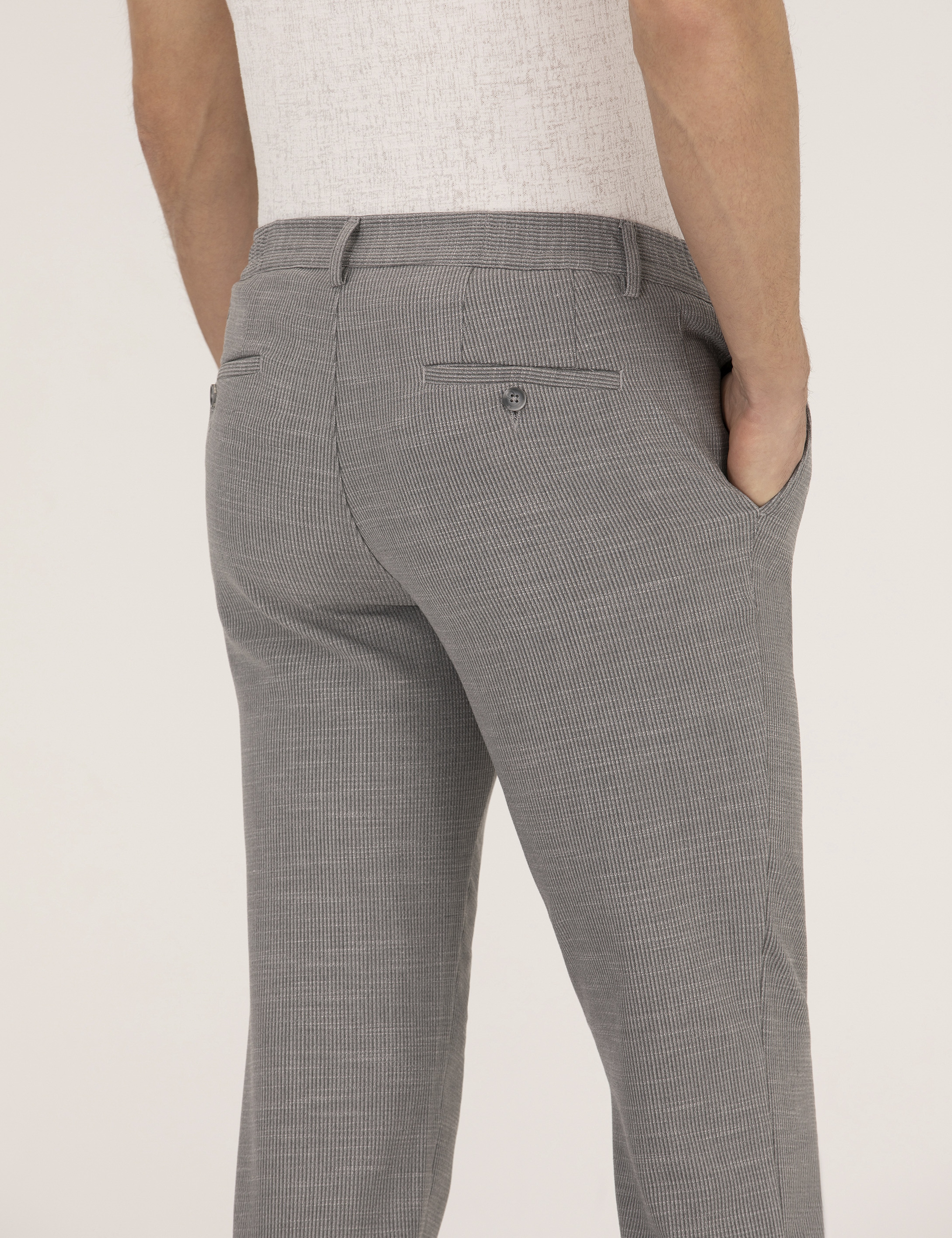 Gri Ex. Slim Fit Kumaş Pantolon - Image 7