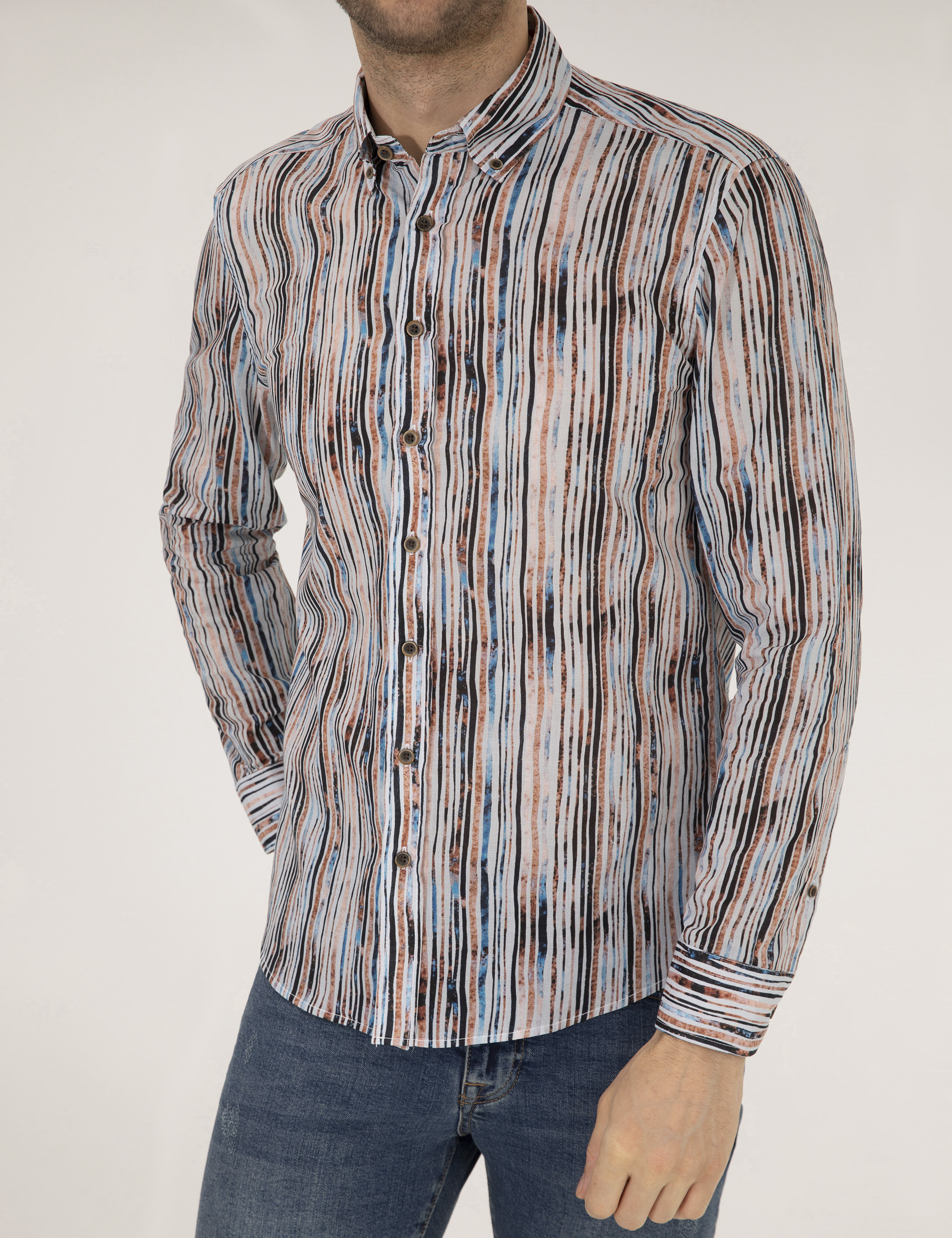 Pierre Cardin Lacivert Slim Fit Uzun Kollu Gömlek görsel 6