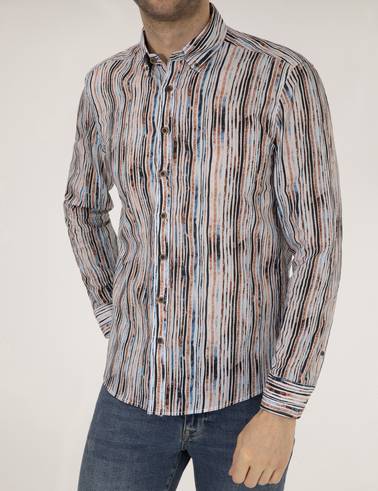 Lacivert Slim Fit Uzun Kollu Gömlek