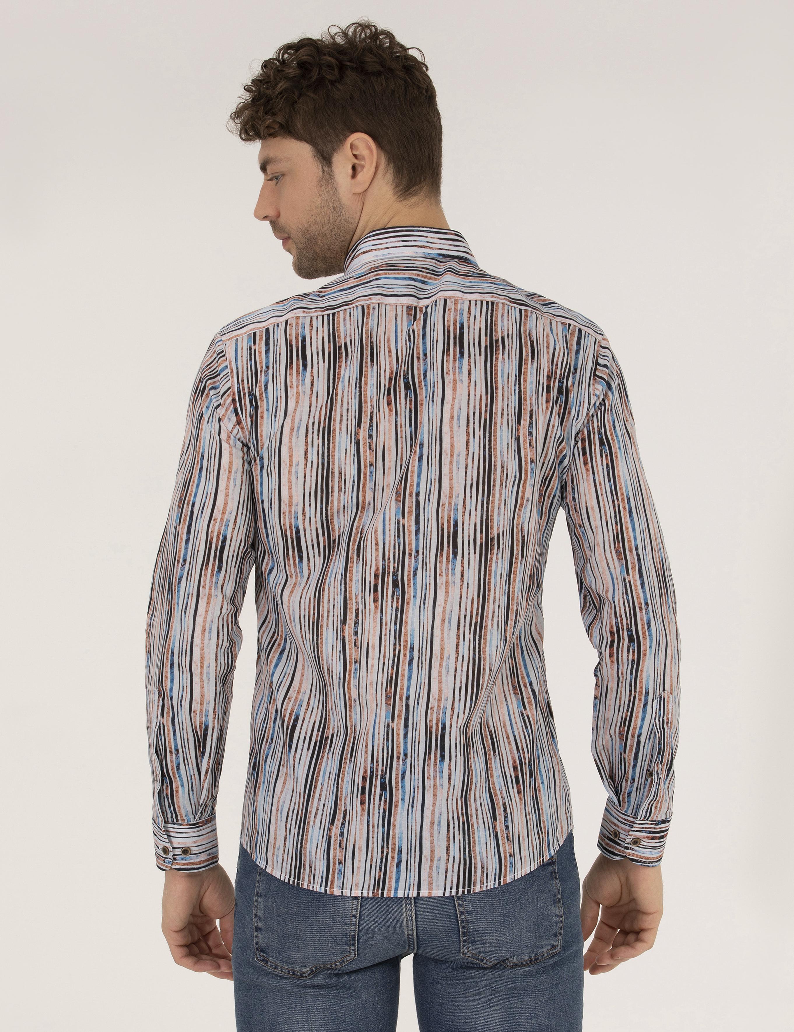 Lacivert Slim Fit Uzun Kollu Gömlek