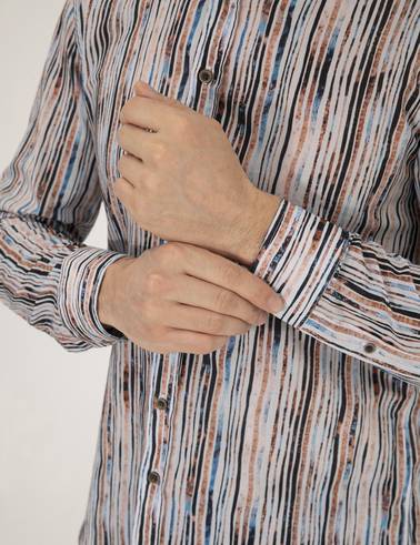Lacivert Slim Fit Uzun Kollu Gömlek
