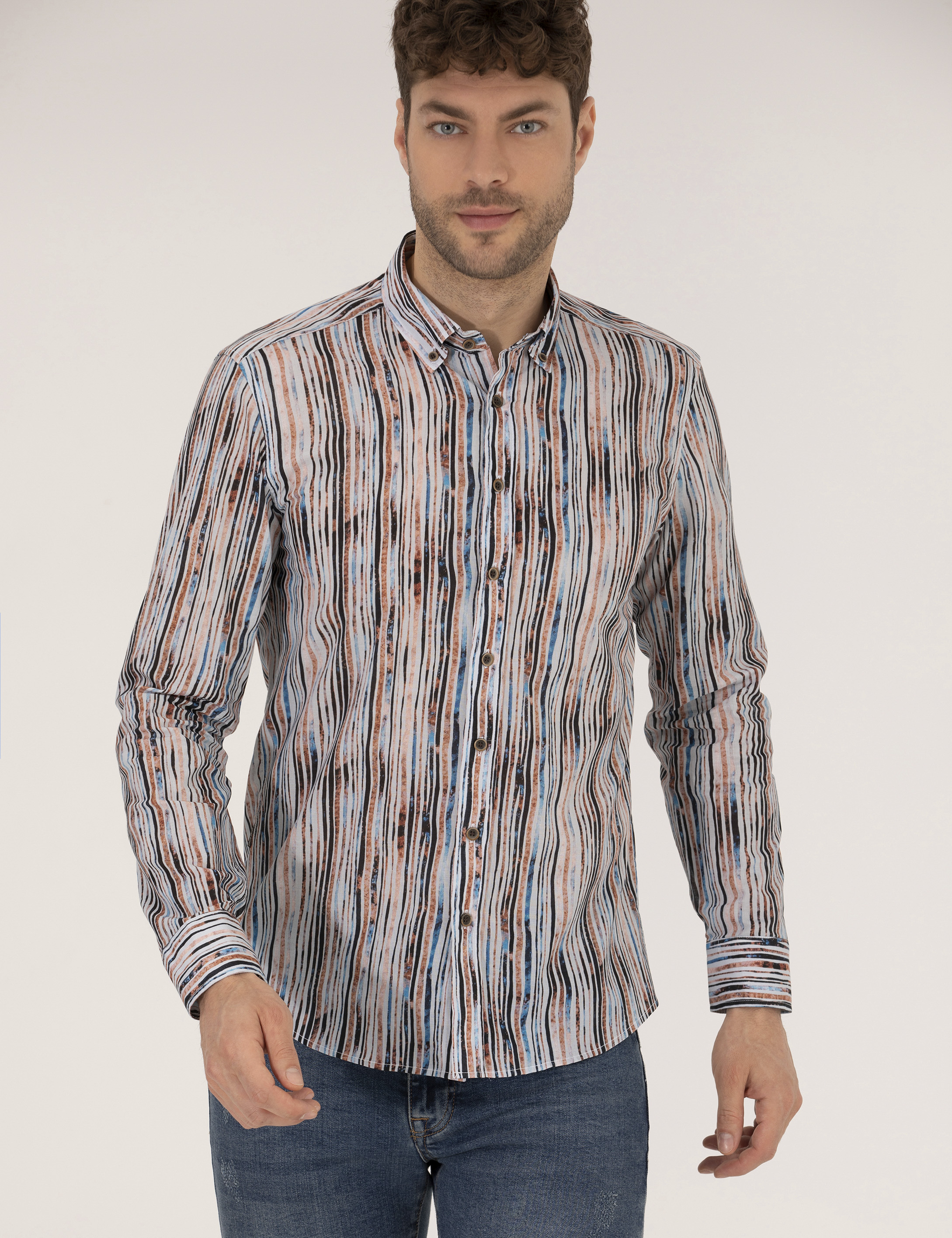 Pierre Cardin Lacivert Slim Fit Uzun Kollu Gömlek görsel 2