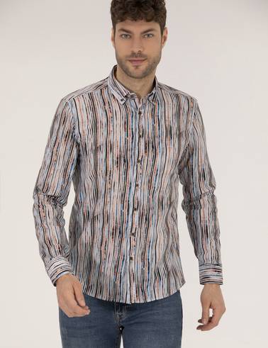 Lacivert Slim Fit Uzun Kollu Gömlek