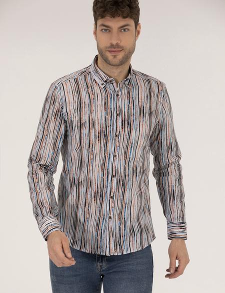 Lacivert Slim Fit Uzun Kollu Gömlek - 50266593025