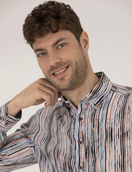 Lacivert Slim Fit Uzun Kollu Gömlek - 50266593025