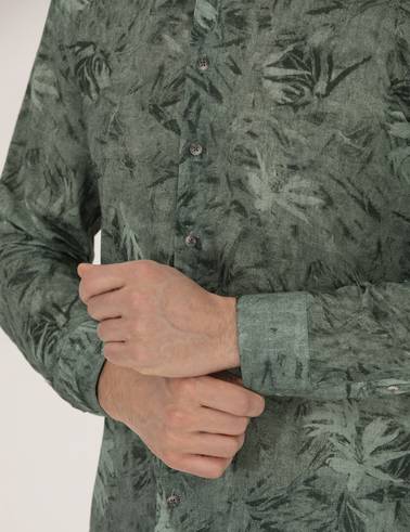 Haki Slim Fit Uzun Kollu Gömlek