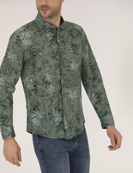 Haki Slim Fit Uzun Kollu Gömlek - 50266603024