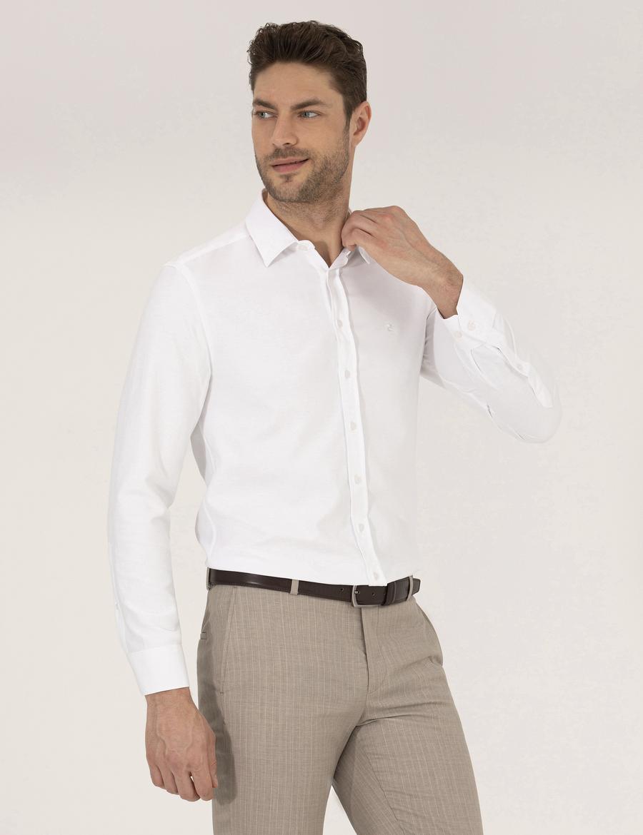 Beyaz Slim Fit Oxford Gömlek