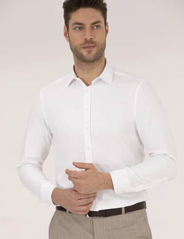 Beyaz Slim Fit Oxford Gömlek