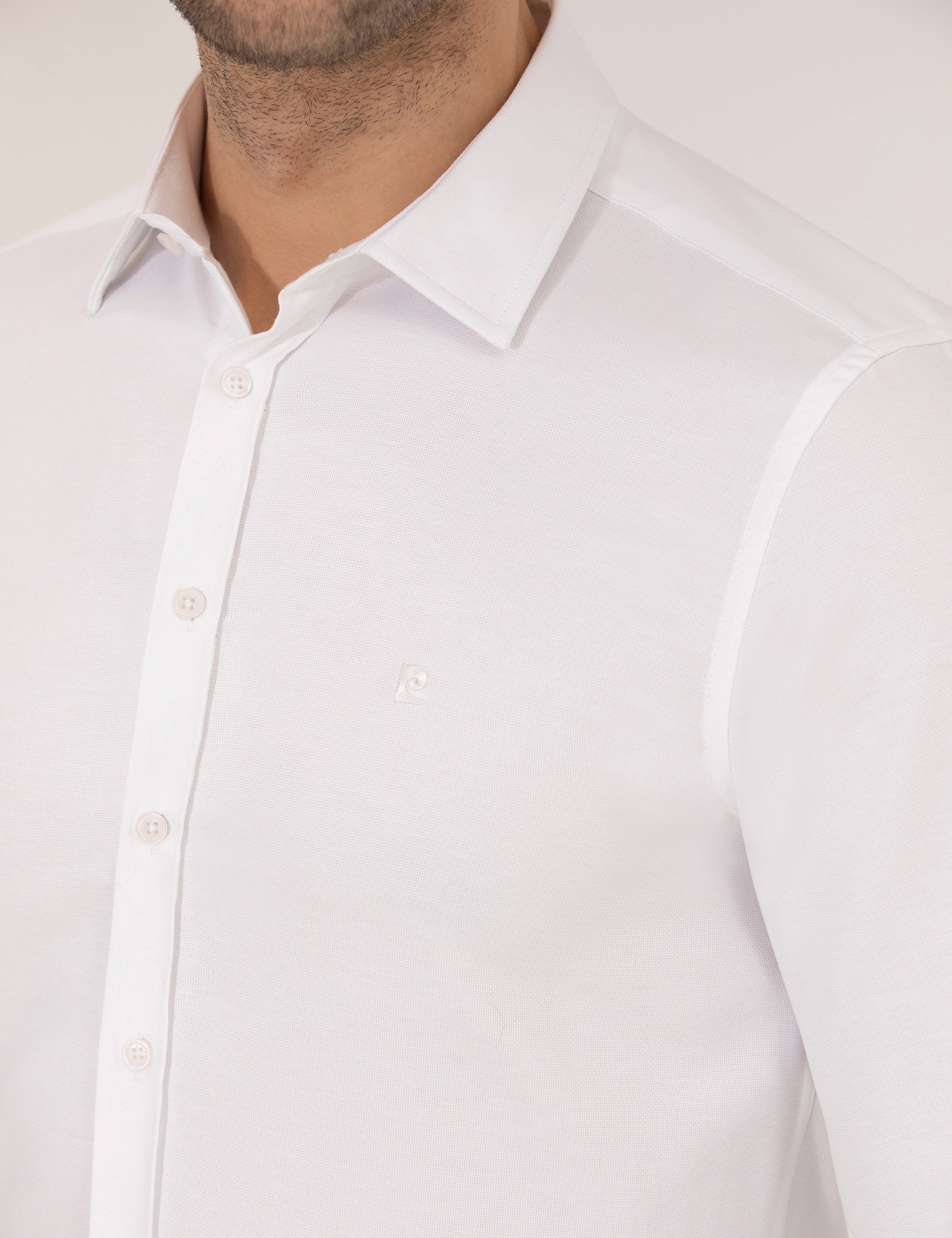 Beyaz Slim Fit Oxford Gömlek - Image 7