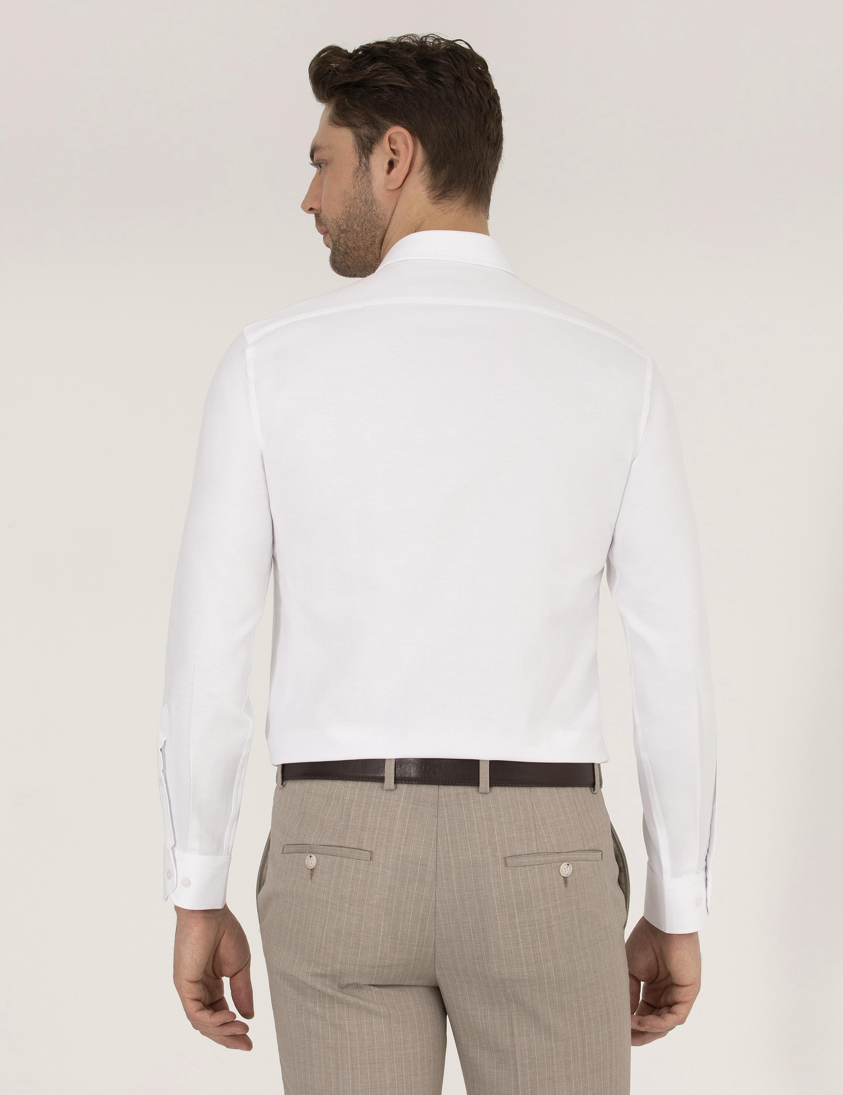 Beyaz Slim Fit Oxford Gömlek