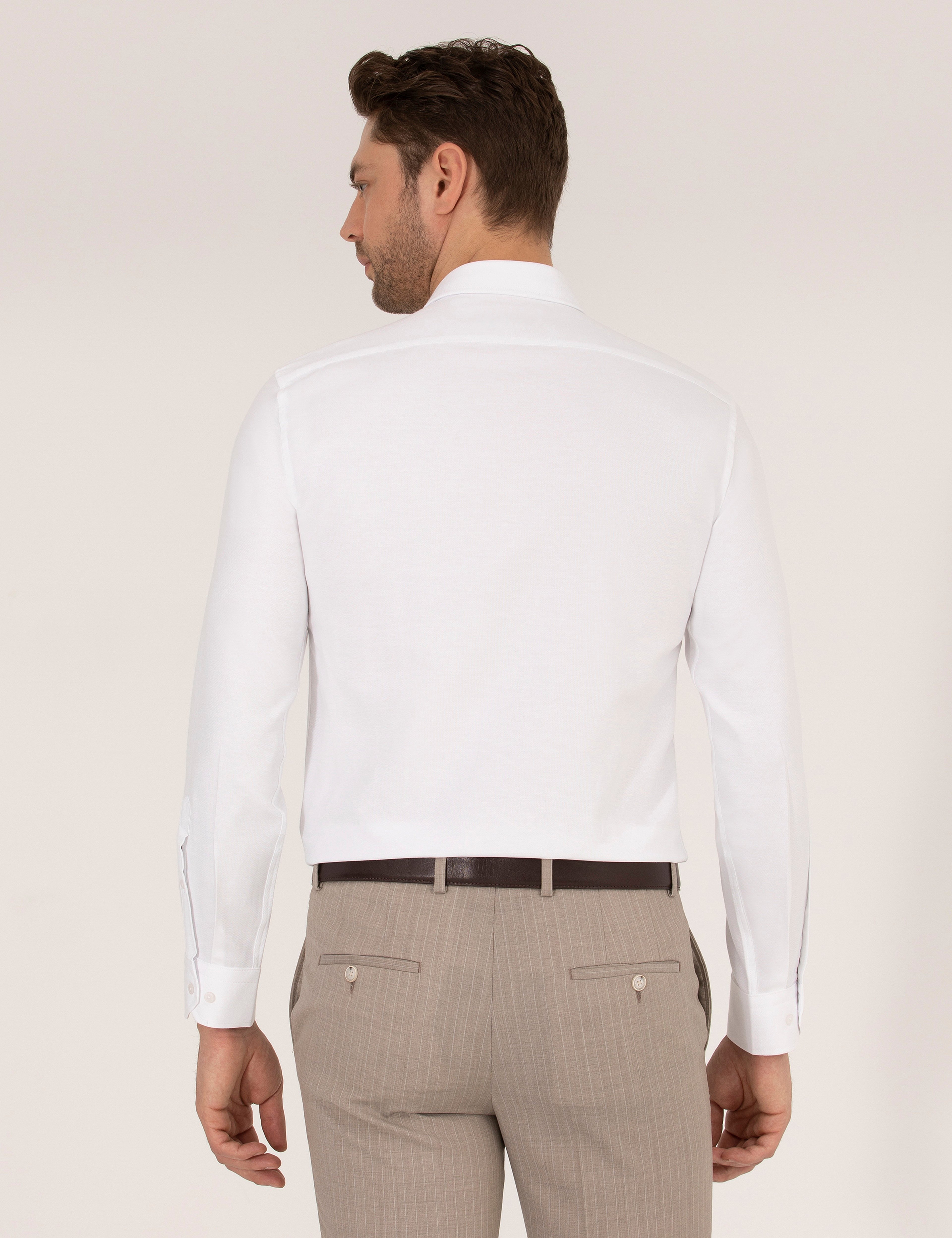 Beyaz Slim Fit Oxford Gömlek - Image 5
