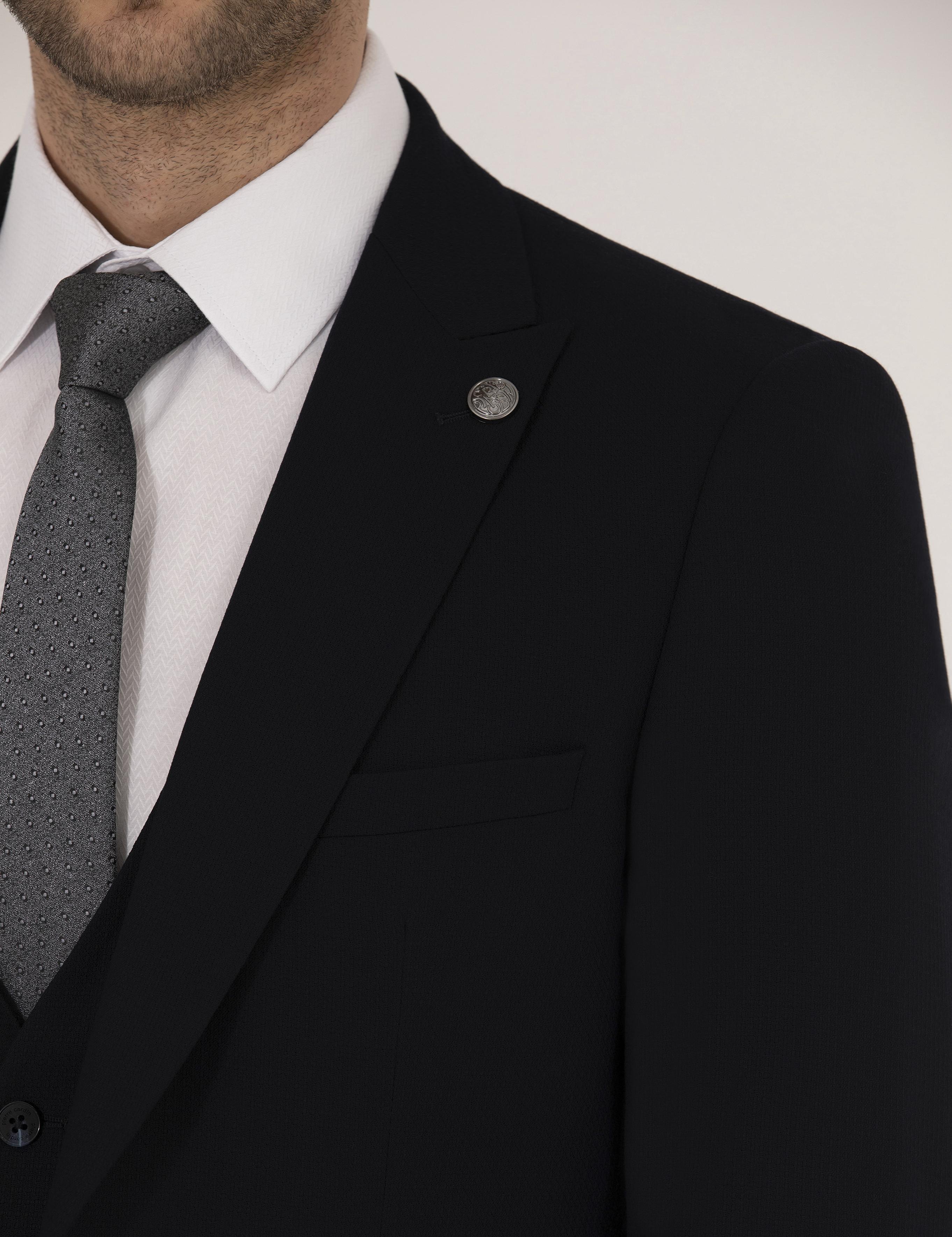 Lacivert Yelekli Ex. Slim Fit Takım Elbise