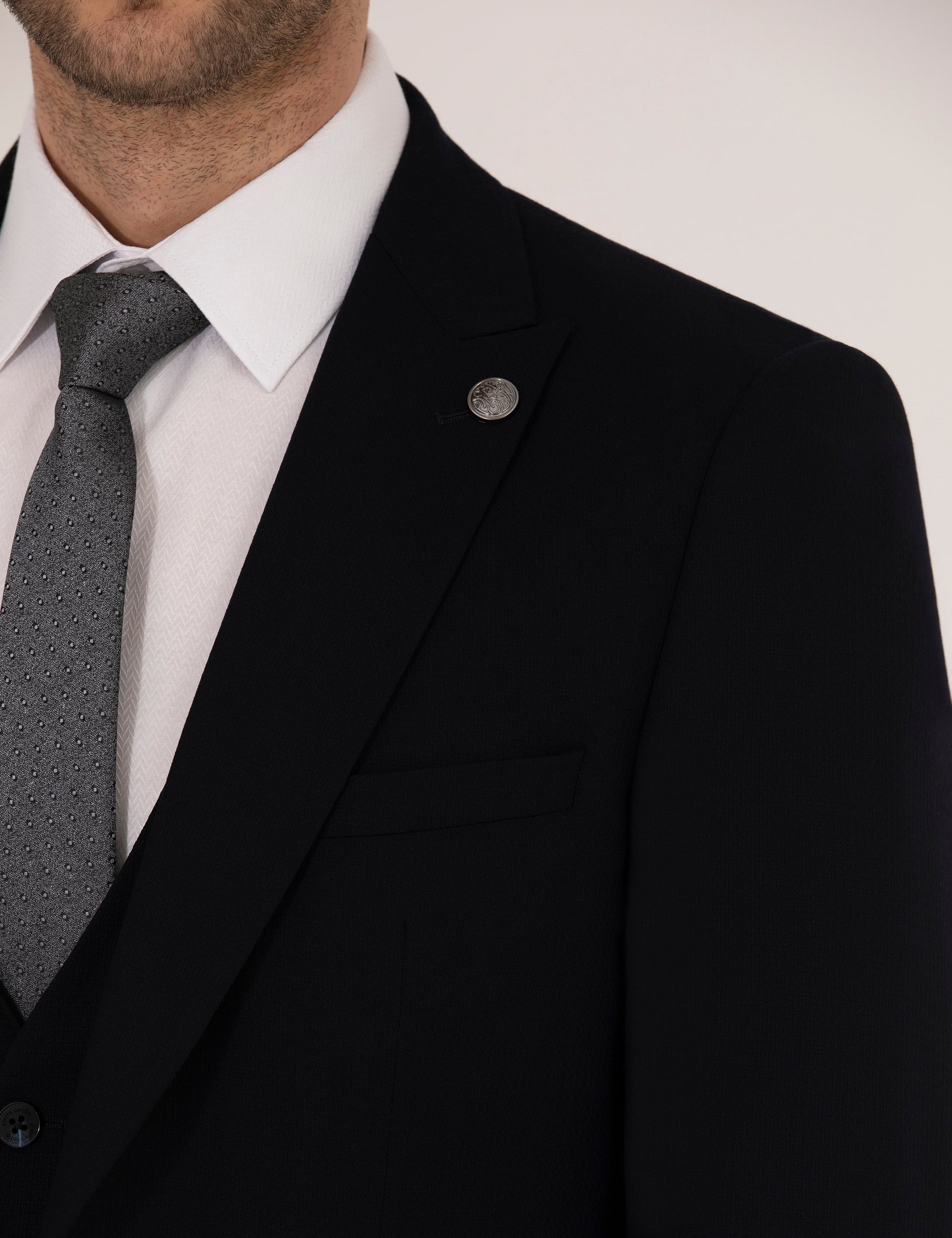 Lacivert Yelekli Ex. Slim Fit Takım Elbise - Image 7