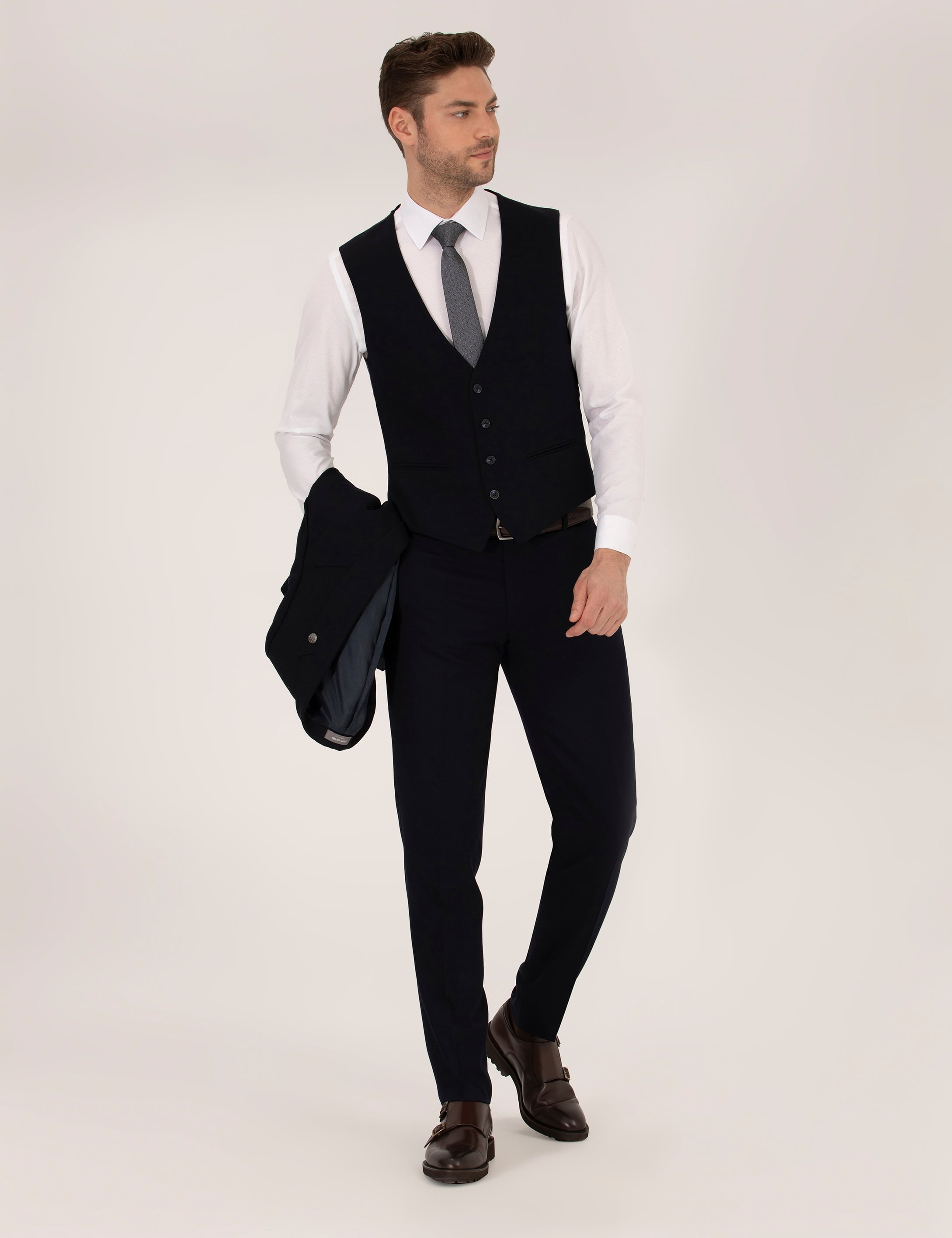Lacivert Yelekli Ex. Slim Fit Takım Elbise - Image 3