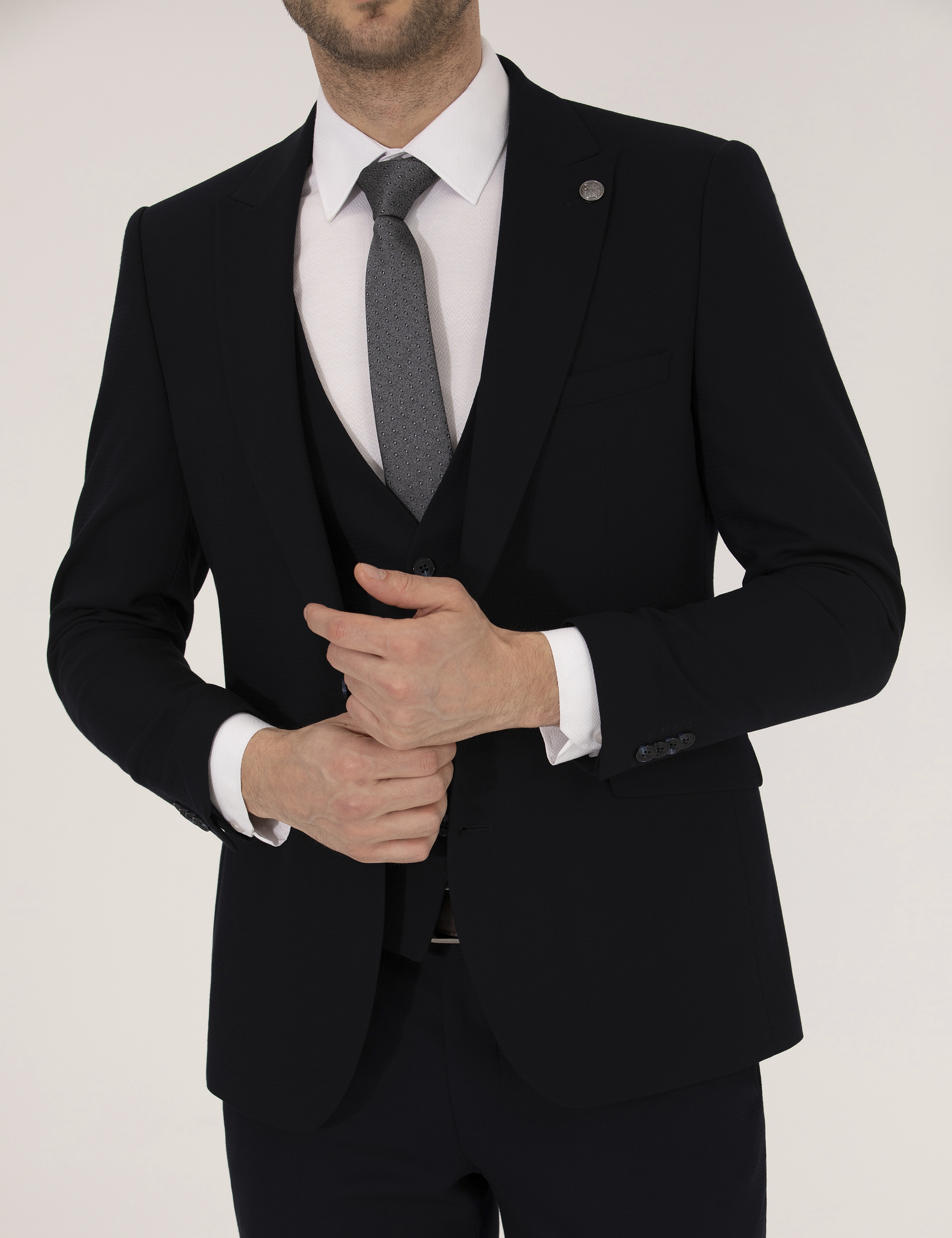 Lacivert Yelekli Ex. Slim Fit Takım Elbise - Image 6