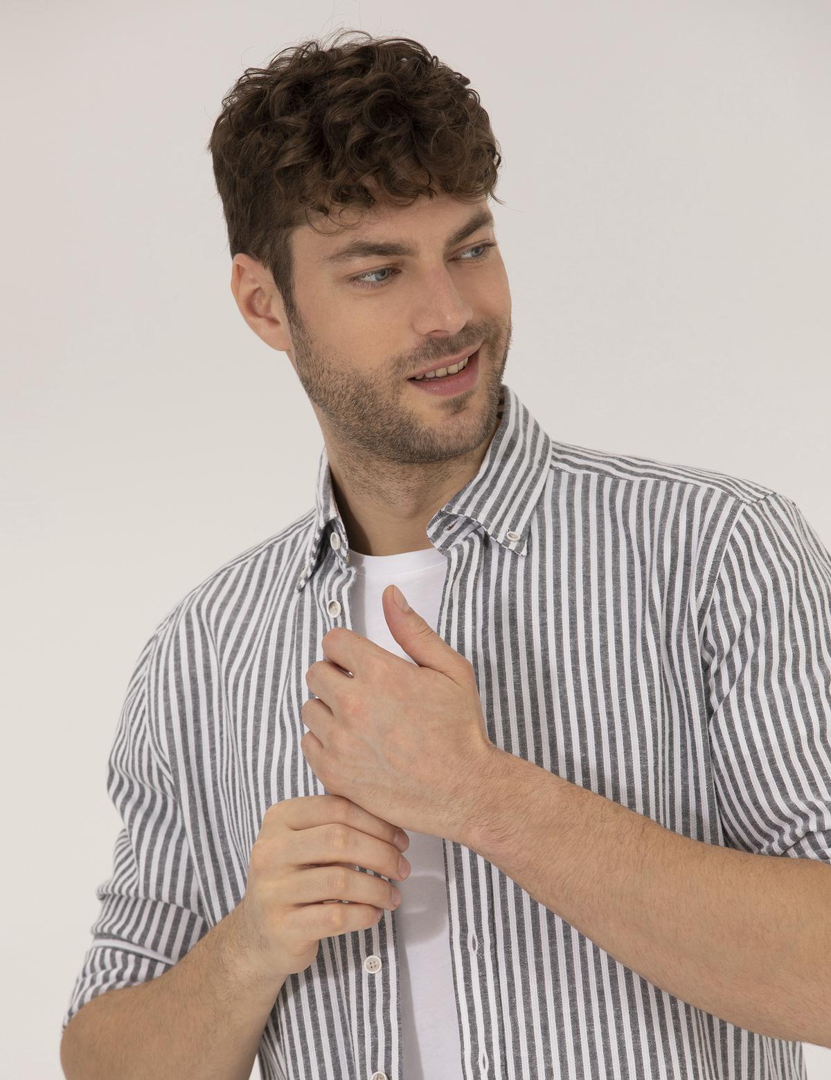 Siyah Regular Fit Uzun Kollu Gömlek - 50269387047