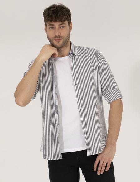 Siyah Regular Fit Uzun Kollu Gömlek - 50269387047