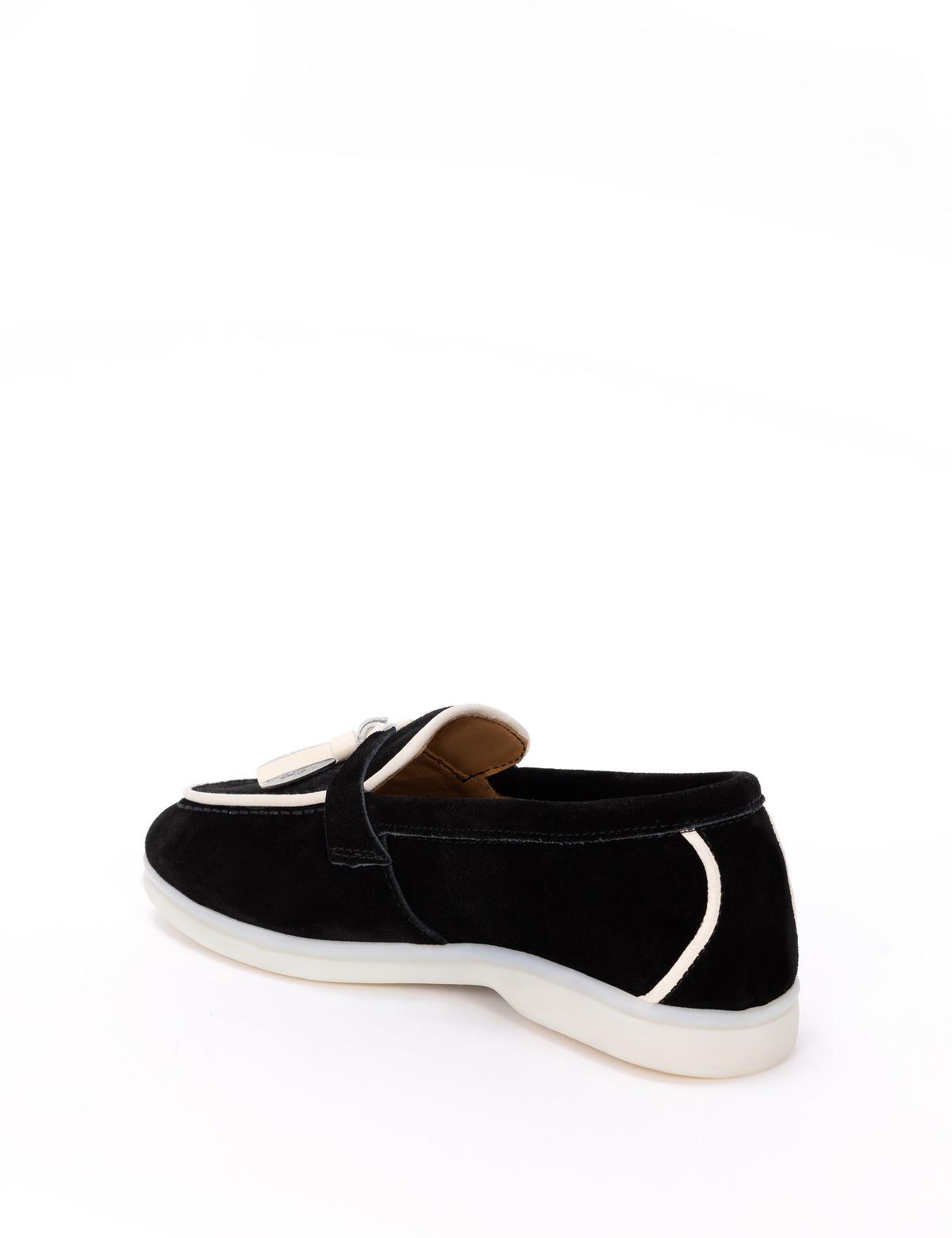 Siyah Süet Deri Loafer - 50268269019