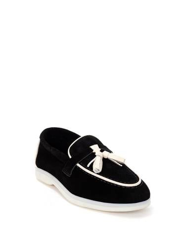 Siyah Süet Deri Loafer