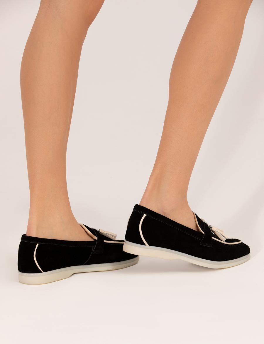 Siyah Süet Deri Loafer