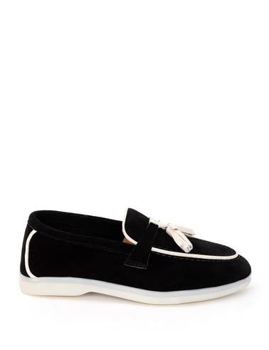 Siyah Süet Deri Loafer