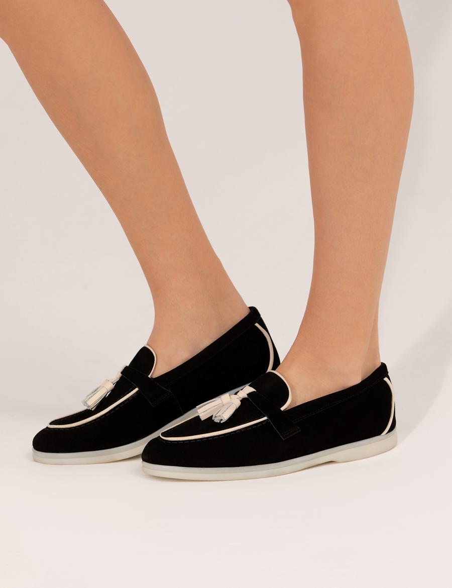 Siyah Süet Deri Loafer