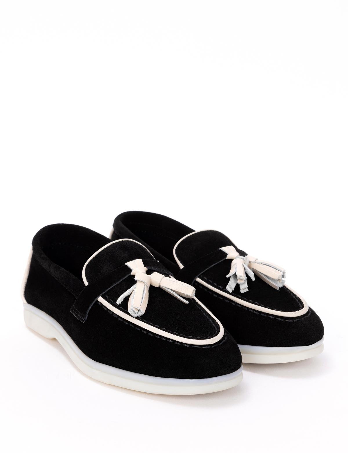 Siyah Süet Deri Loafer - 50268269019