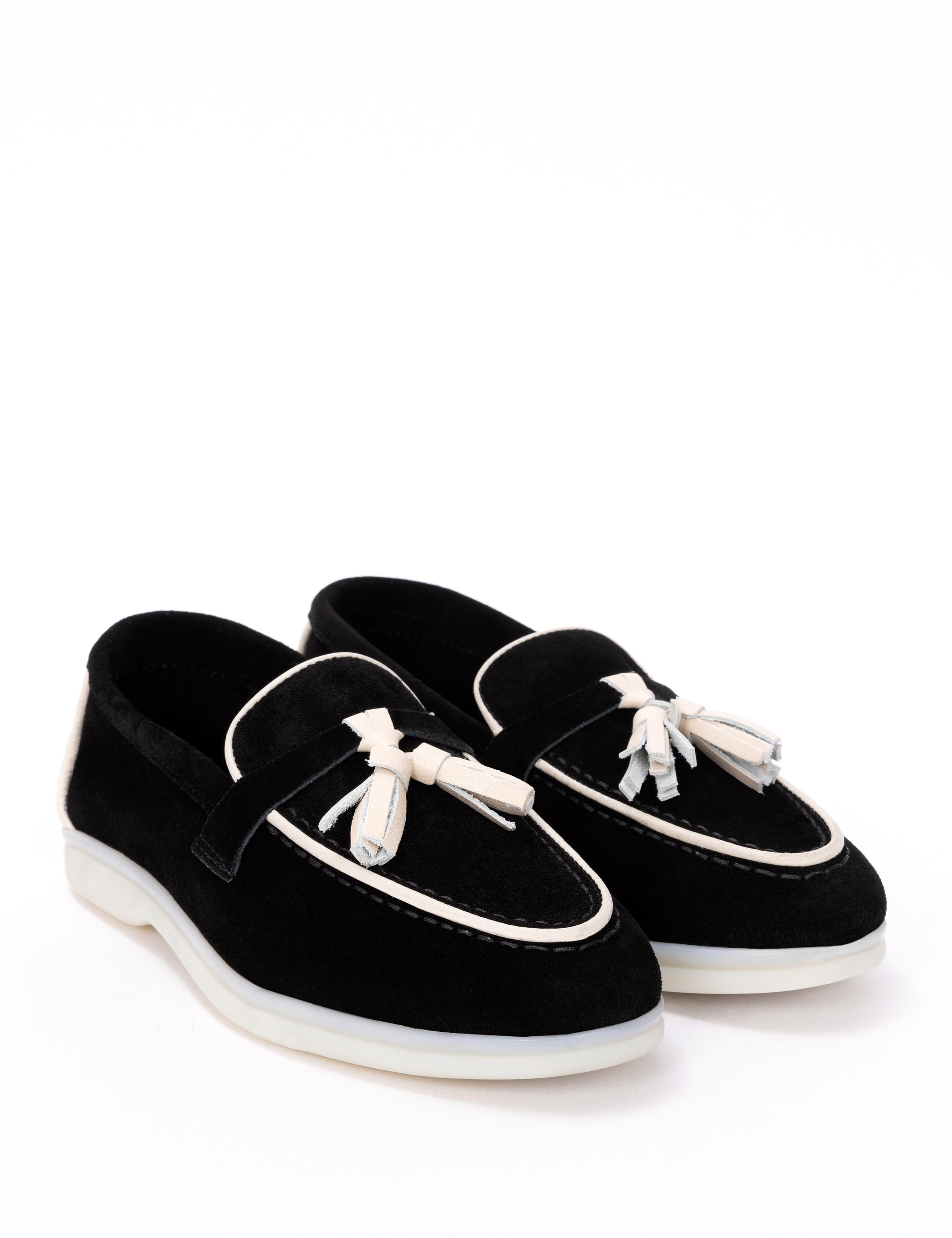 Siyah Süet Deri Loafer