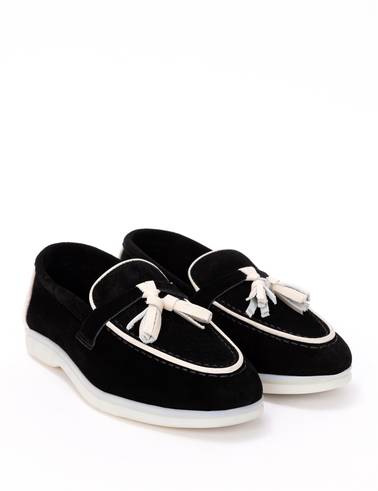 Siyah Süet Deri Loafer