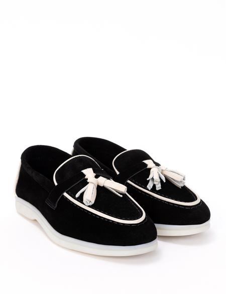 Siyah Süet Deri Loafer - 50268269019