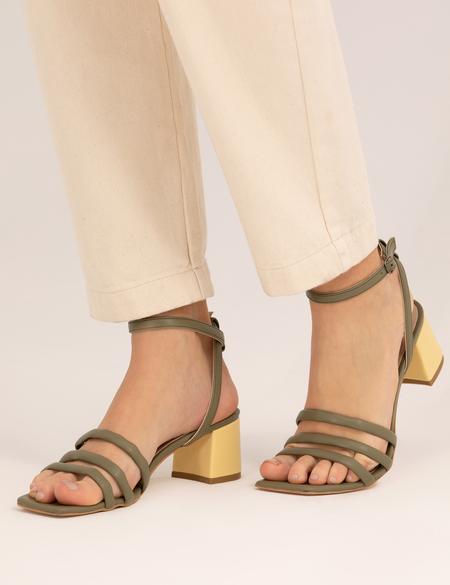 Yeşil Topuklu Sandalet - 50268277017