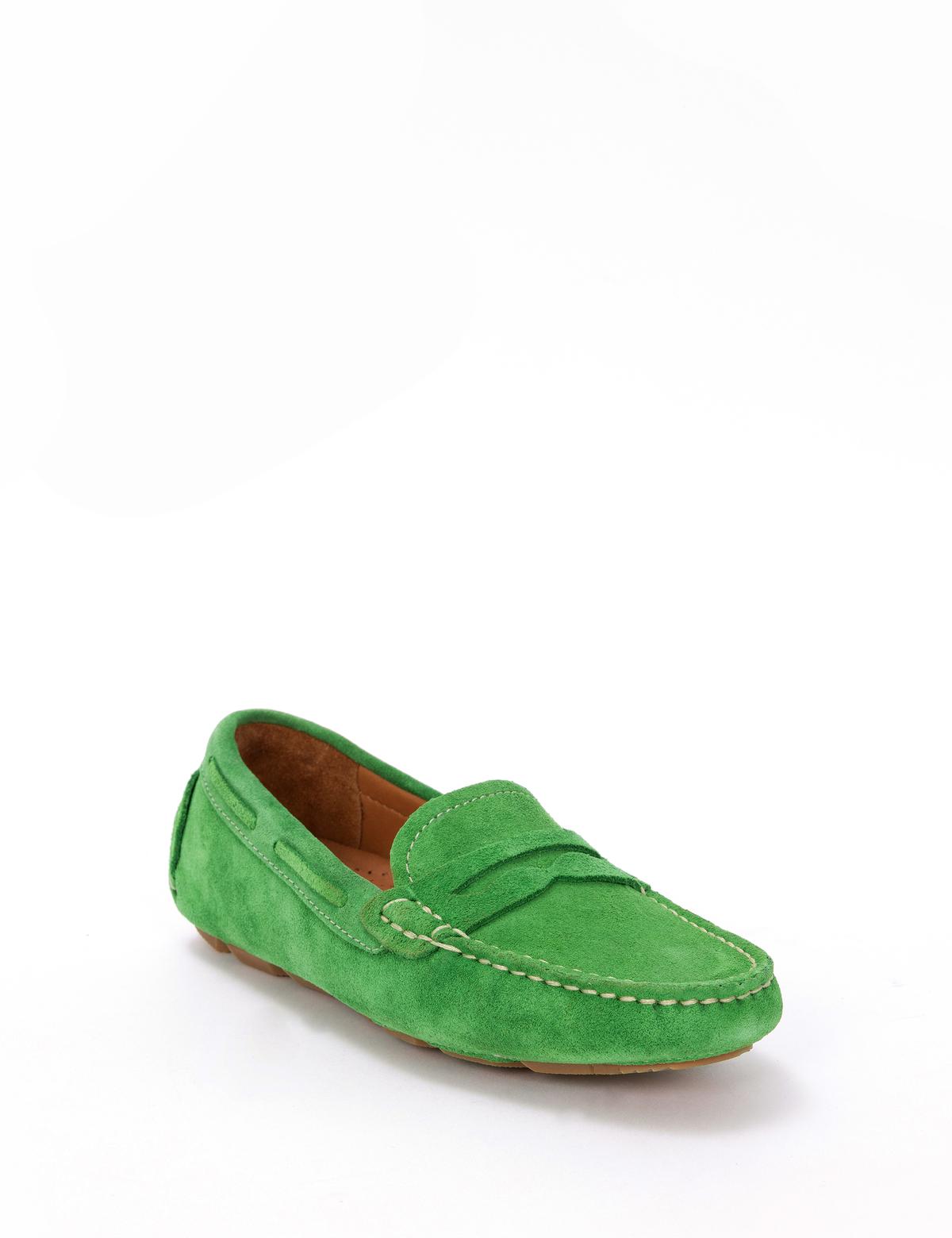 Yeşil Süet Deri Loafer - 50269899013