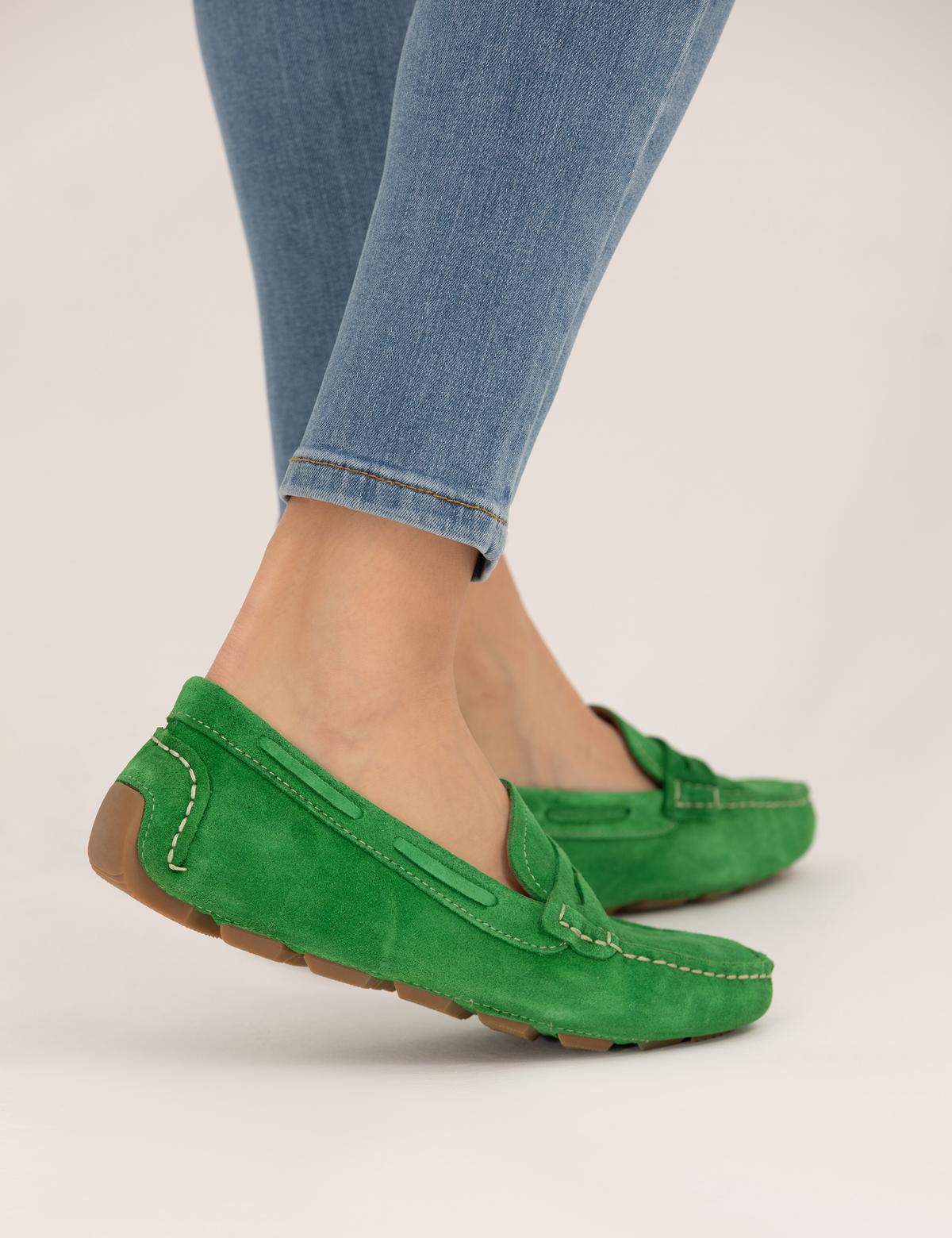 Yeşil Süet Deri Loafer - 50269899013