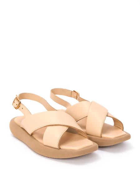 Bej Deri Sandalet - 50269963005